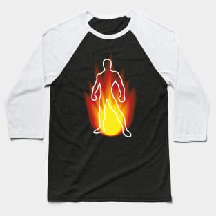 Man In Flames Baseball T-Shirt